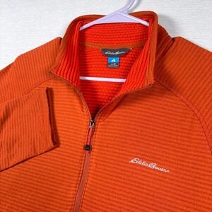 Eddie Bauer High Route Grid Air 1/4 Zip Pullover Mens M Orange First Ascent
